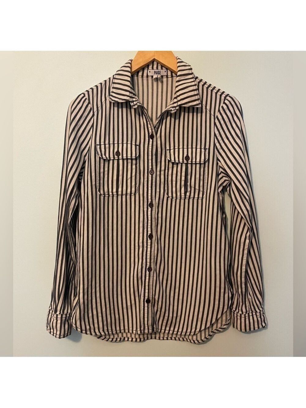 Paige Striped Button Up Shirt Size Small